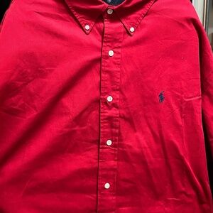 XL Wine Red Button Down Polo Ralph Lauren Blaire 100% Cotton Long Sleeve Shirt